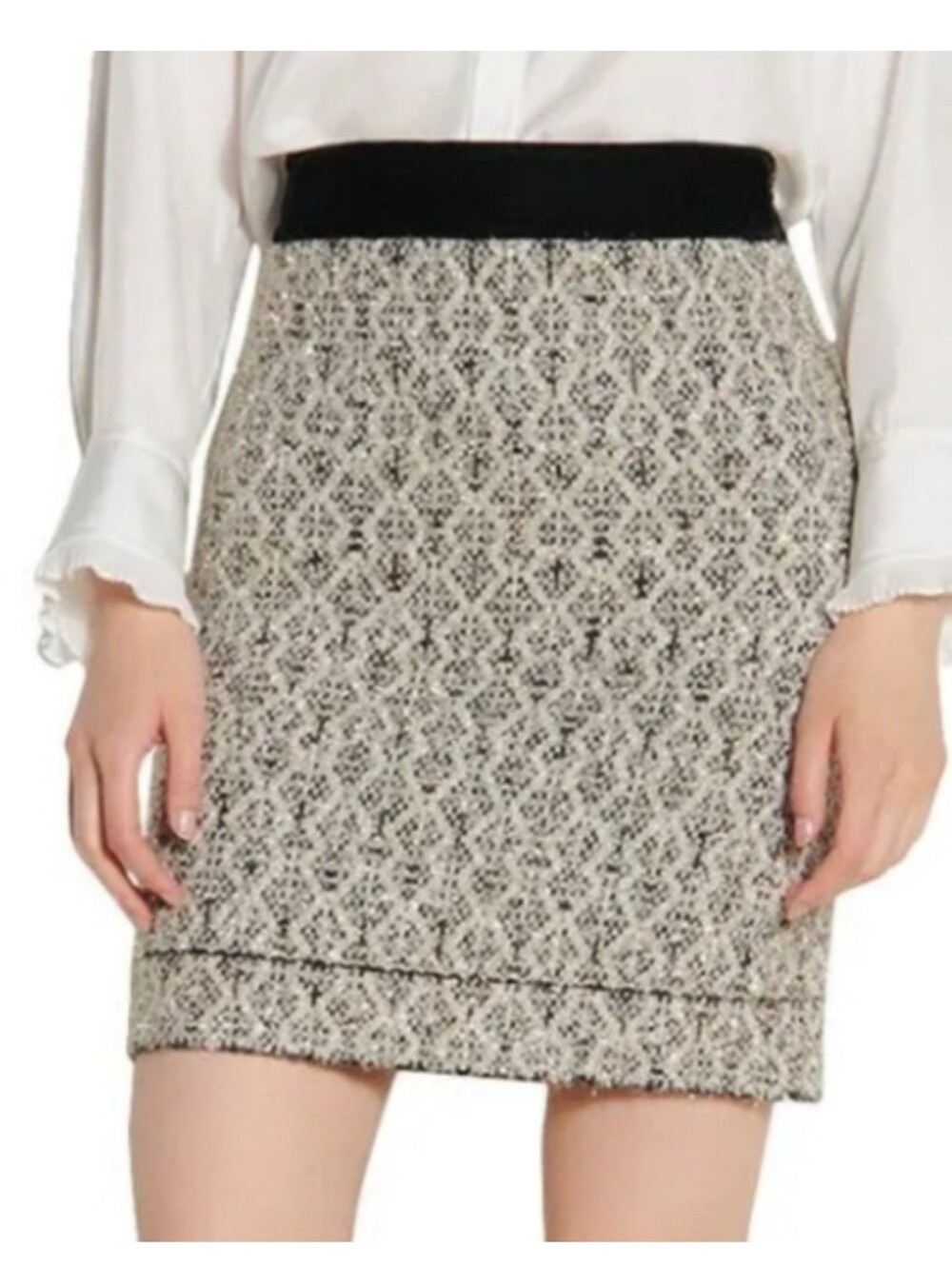 Sandro Paris NWT Jazz Metallic Jacquard Knit Mini Skirt